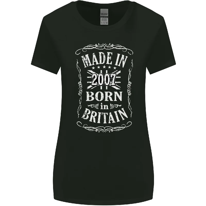 Born In Britain 16th Birthday Made 2007 Womens Wider Cut T-Shirt Mesh Fabric Canvas Fabric Denim Fabric Born In Britain 16th Birthday Made 2007 Womens Wider Cut T-Shirt Mesh Fabric Canvas Fabric Denim Fabric