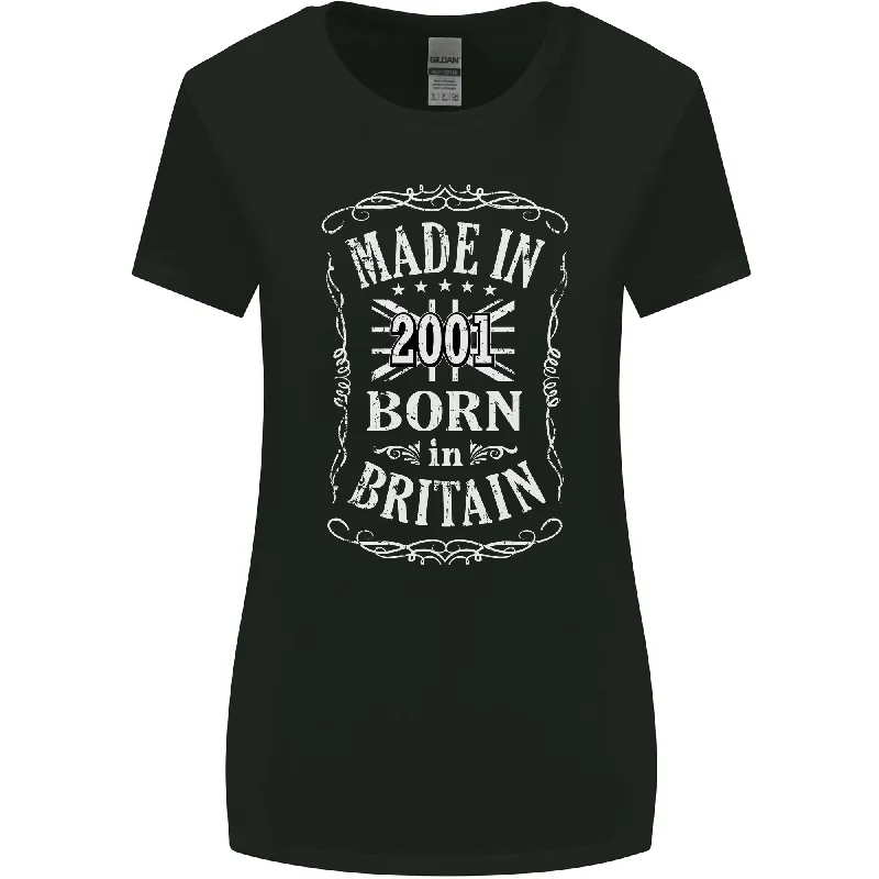 Born In Britain 22nd Birthday Made 2001 Womens Wider Cut T-Shirt Anti-Pilling Machine Wash Handmade Born In Britain 22nd Birthday Made 2001 Womens Wider Cut T-Shirt Anti-Pilling Machine Wash Handmade
