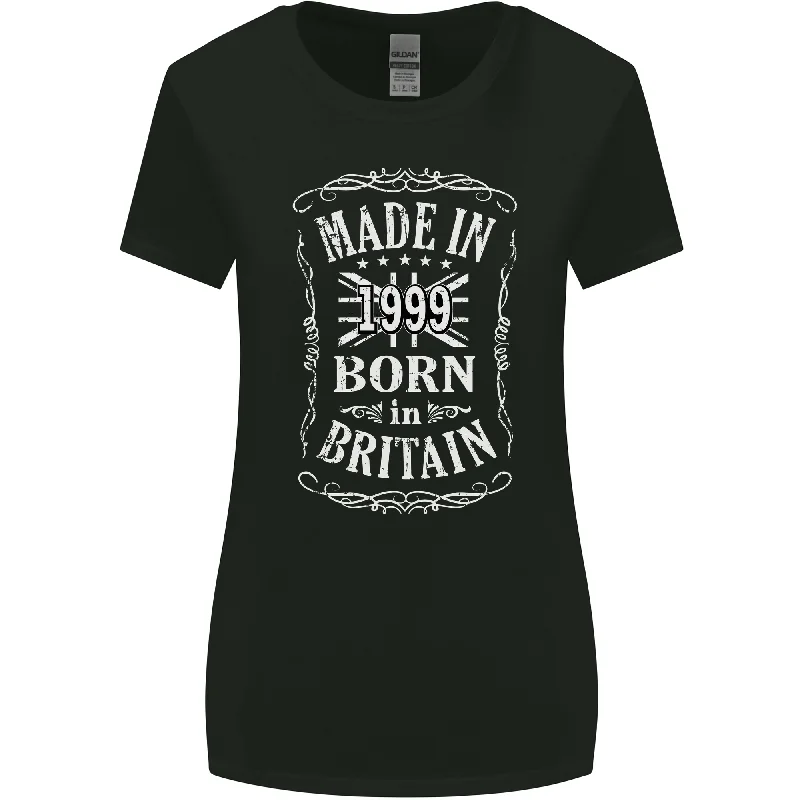 Born In Britain 24th Birthday Made 1999 Womens Wider Cut T-Shirt Chenille Brocade Lace Born In Britain 24th Birthday Made 1999 Womens Wider Cut T-Shirt Chenille Brocade Lace