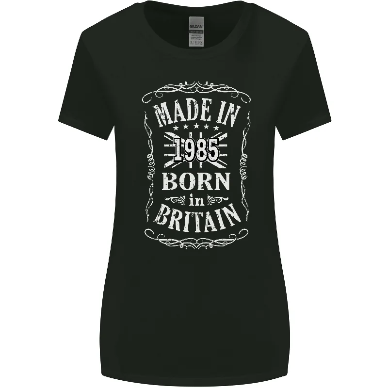 Born In Britain 38th Birthday Made 1985 Womens Wider Cut T-Shirt Boxy Fit Fitted Loose Born In Britain 38th Birthday Made 1985 Womens Wider Cut T-Shirt Boxy Fit Fitted Loose