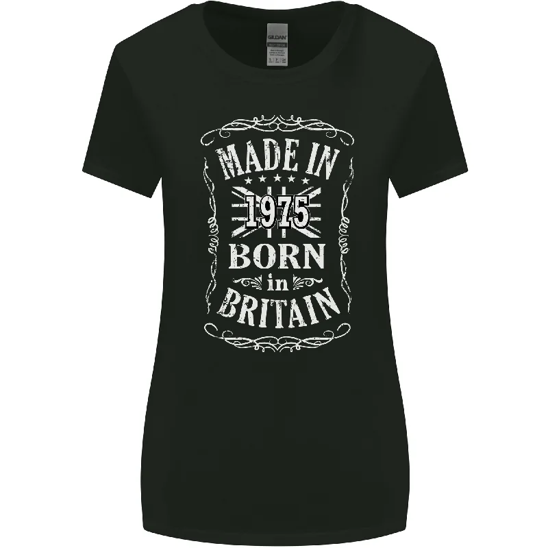 Born In Britain 48th Birthday Made 1975 Womens Wider Cut T-Shirt Fleece Fabric Down Fabric Feather Fabric Born In Britain 48th Birthday Made 1975 Womens Wider Cut T-Shirt Fleece Fabric Down Fabric Feather Fabric