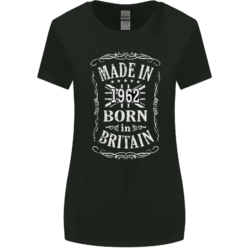 Born In Britain 61st Birthday Made 1962 Womens Wider Cut T-Shirt Mesh Canvas Denim