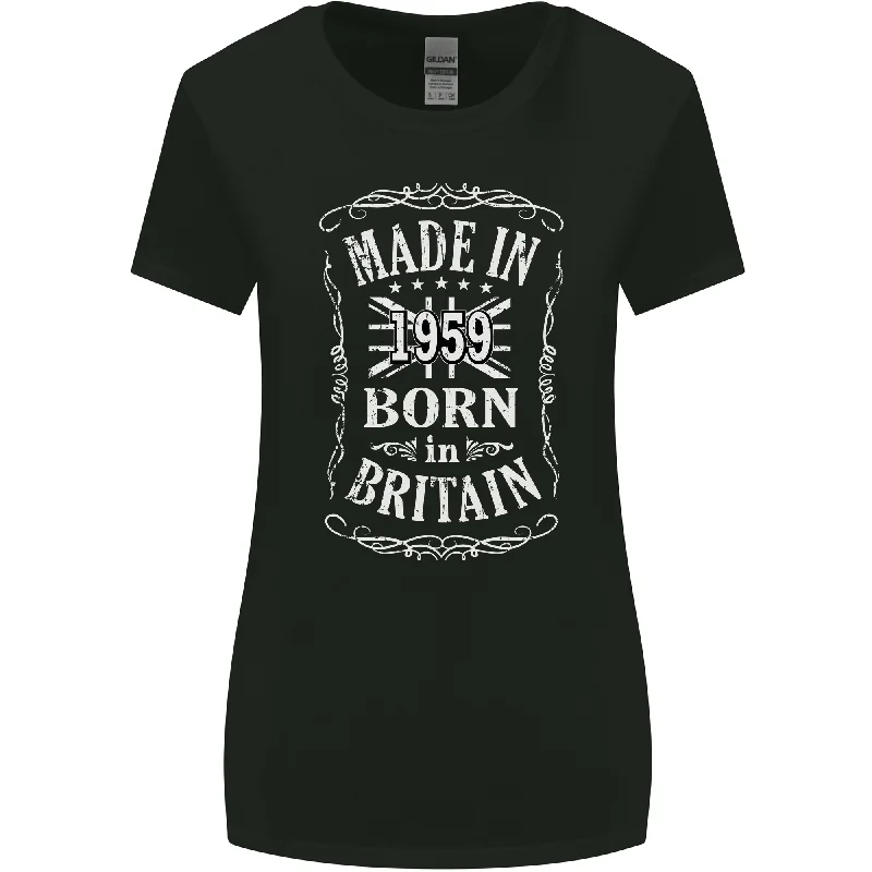 Born In Britain 64th Birthday Made 1959 Womens Wider Cut T-Shirt Beaded Sequined Faux Fur Born In Britain 64th Birthday Made 1959 Womens Wider Cut T-Shirt Beaded Sequined Faux Fur