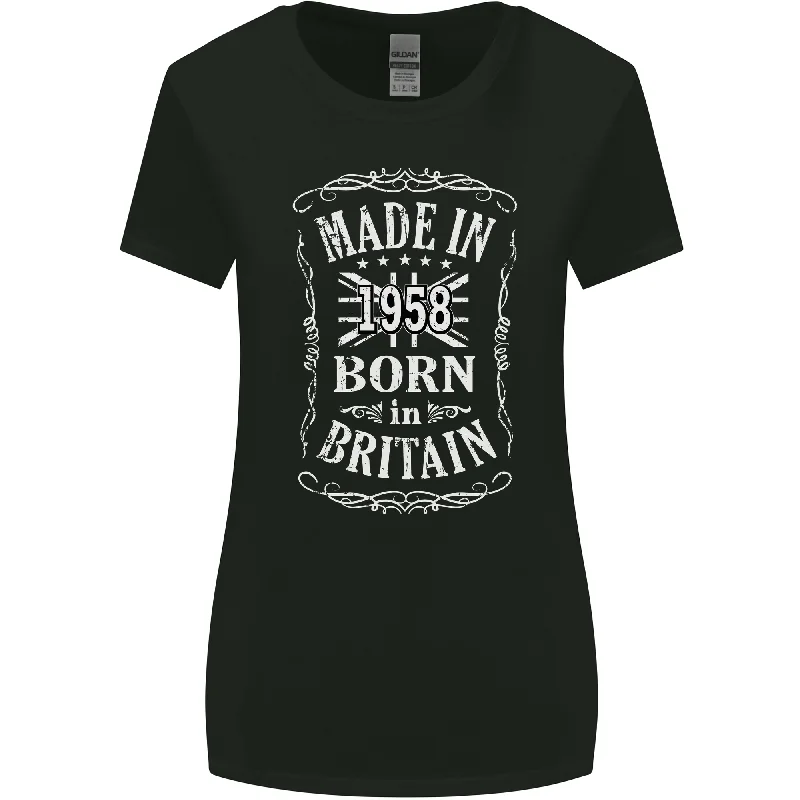 Born In Britain 65th Birthday Made 1958 Womens Wider Cut T-Shirt Mesh Blend Leather Blend Suede Blend Born In Britain 65th Birthday Made 1958 Womens Wider Cut T-Shirt Mesh Blend Leather Blend Suede Blend