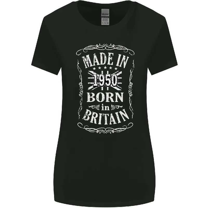 Born In Britain 73rd Birthday Made 1950 Womens Wider Cut T-Shirt Spandex Blend Rayon Blend Denim Blend Born In Britain 73rd Birthday Made 1950 Womens Wider Cut T-Shirt Spandex Blend Rayon Blend Denim Blend