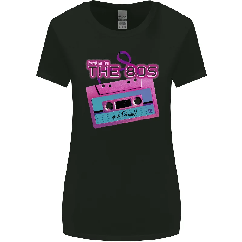 Born In the 80s Funny Birthday Music 80's Womens Wider Cut T-Shirt Graphic Embroidered Appliqued Born In the 80s Funny Birthday Music 80's Womens Wider Cut T-Shirt Graphic Embroidered Appliqued