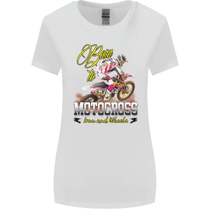 Born to Motocross Dirt Bike Womens Wider Cut T-Shirt Zippered Front Buttoned Front Snap Front Born to Motocross Dirt Bike Womens Wider Cut T-Shirt Zippered Front Buttoned Front Snap Front