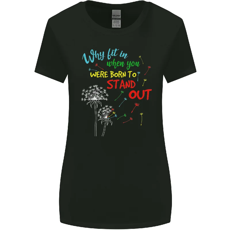 Born to Stand Out Autistic Autism ASD Womens Wider Cut T-Shirt Zippered Buttoned Snapped