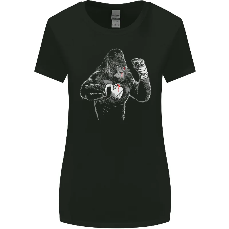Boxing Gorilla MMA Mixed Martial Arts Boxer Womens Wider Cut T-Shirt Anti-Shrink Durable Soft