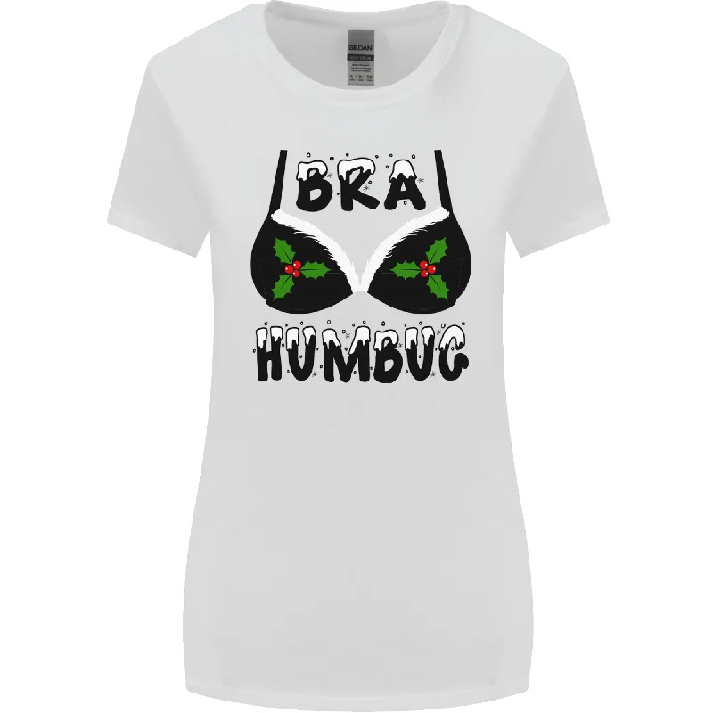 Bra Humbug Holly Funny Christmas Xmas Womens Wider Cut T-Shirt Sequined Glittery Shiny Bra Humbug Holly Funny Christmas Xmas Womens Wider Cut T-Shirt Sequined Glittery Shiny
