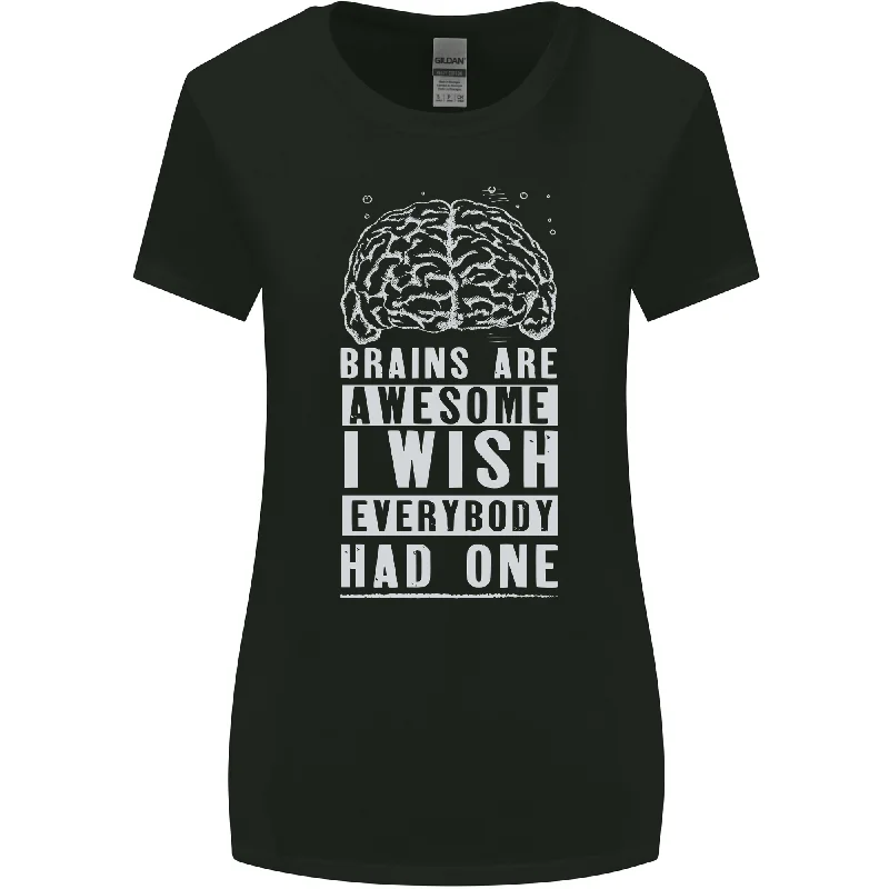 Brains Are Awesome Funny Sarcastic Slogan Womens Wider Cut T-Shirt Denim Fabric Leather Fabric Suede Fabric Brains Are Awesome Funny Sarcastic Slogan Womens Wider Cut T-Shirt Denim Fabric Leather Fabric Suede Fabric
