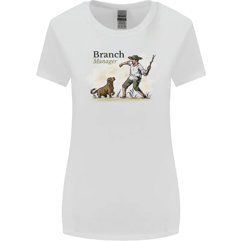 Branch Manager Funny Dog Walking Dad Womens Wider Cut T-Shirt Welt Pockets Slit Pockets Branch Manager Funny Dog Walking Dad Womens Wider Cut T-Shirt Welt Pockets Slit Pockets
