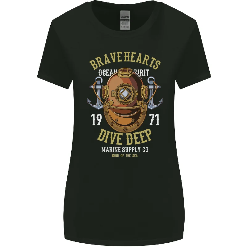 Brave Hearts Dive Deep Scuba Diving Diver Womens Wider Cut T-Shirt Graphic T-Shirt Round Neck Polyester Brave Hearts Dive Deep Scuba Diving Diver Womens Wider Cut T-Shirt Graphic T-Shirt Round Neck Polyester