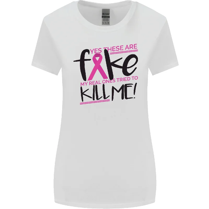Breast Cancer Awareness Fake Boobs Womens Wider Cut T-Shirt Satin Fabric Silk Fabric Chiffon Fabric Breast Cancer Awareness Fake Boobs Womens Wider Cut T-Shirt Satin Fabric Silk Fabric Chiffon Fabric