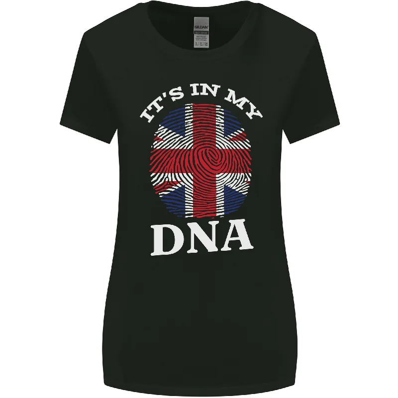 Britain Its in My DNA Funny Union Jack Flag Womens Wider Cut T-Shirt Hooded Caped Shawl Collar Britain Its in My DNA Funny Union Jack Flag Womens Wider Cut T-Shirt Hooded Caped Shawl Collar