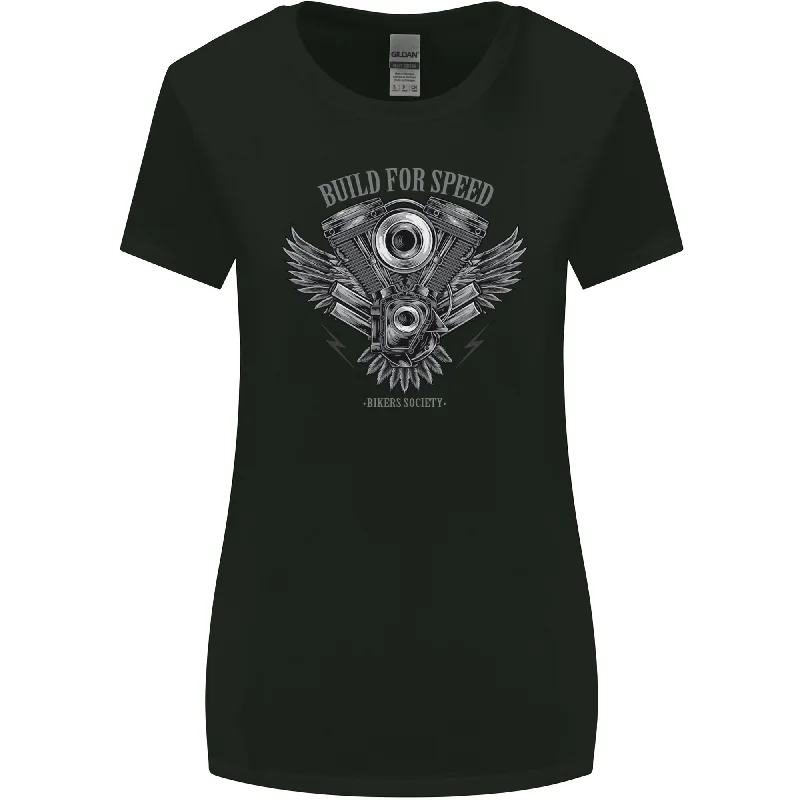 Built for Speed Biker Motorcycles Motorbike Womens Wider Cut T-Shirt Cozy Warm Stylish