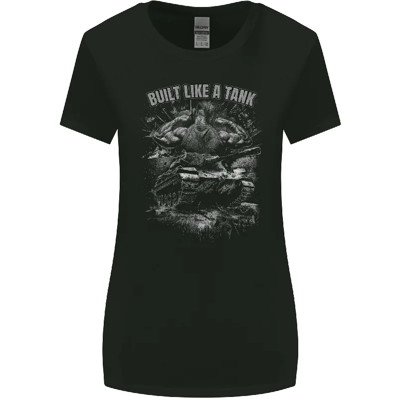Built Like a Tank Gym Bodybuilding Training Womens Wider Cut T-Shirt Beaded Sequined Faux Fur Built Like a Tank Gym Bodybuilding Training Womens Wider Cut T-Shirt Beaded Sequined Faux Fur