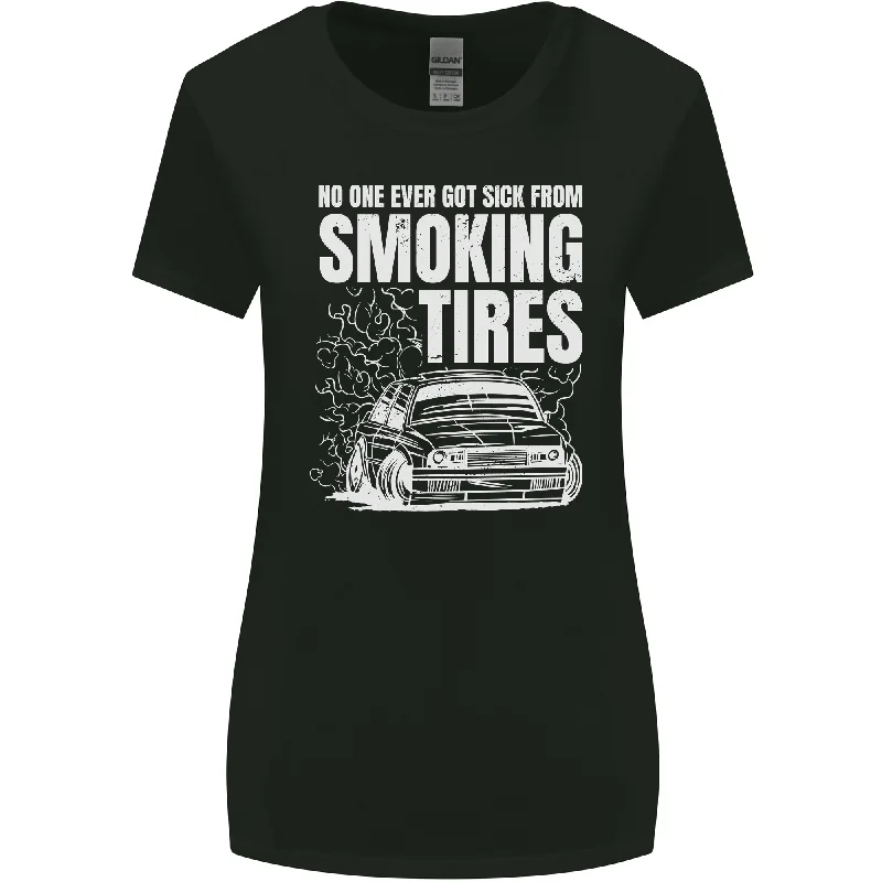 Burning Tires Car Drifting Womens Wider Cut T-Shirt Layered Multi-layer Single Layer Burning Tires Car Drifting Womens Wider Cut T-Shirt Layered Multi-layer Single Layer