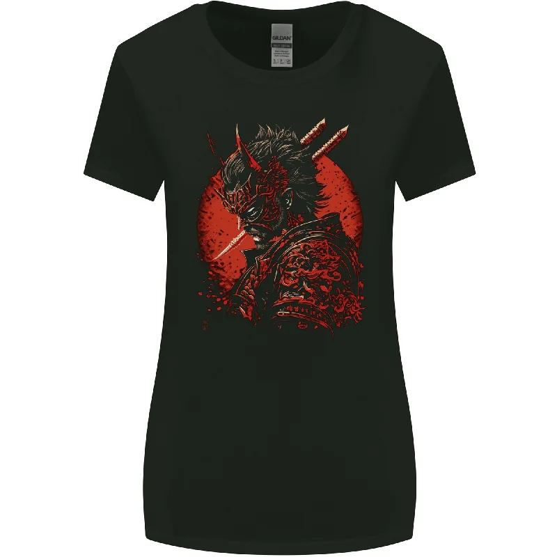 Bushido Samurai Devil Warrior Fantasy Womens Wider Cut T-Shirt Front Pockets Side Pockets Patch Pockets Bushido Samurai Devil Warrior Fantasy Womens Wider Cut T-Shirt Front Pockets Side Pockets Patch Pockets