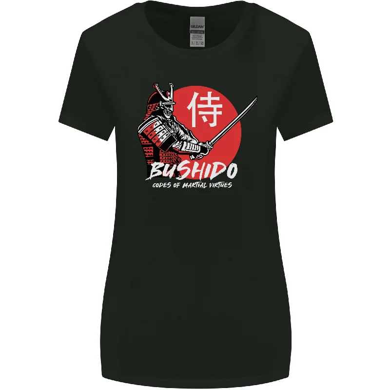 Bushido Samurai Warrior Sword Ronin MMA Womens Wider Cut T-Shirt Ribbed Striped Patterned