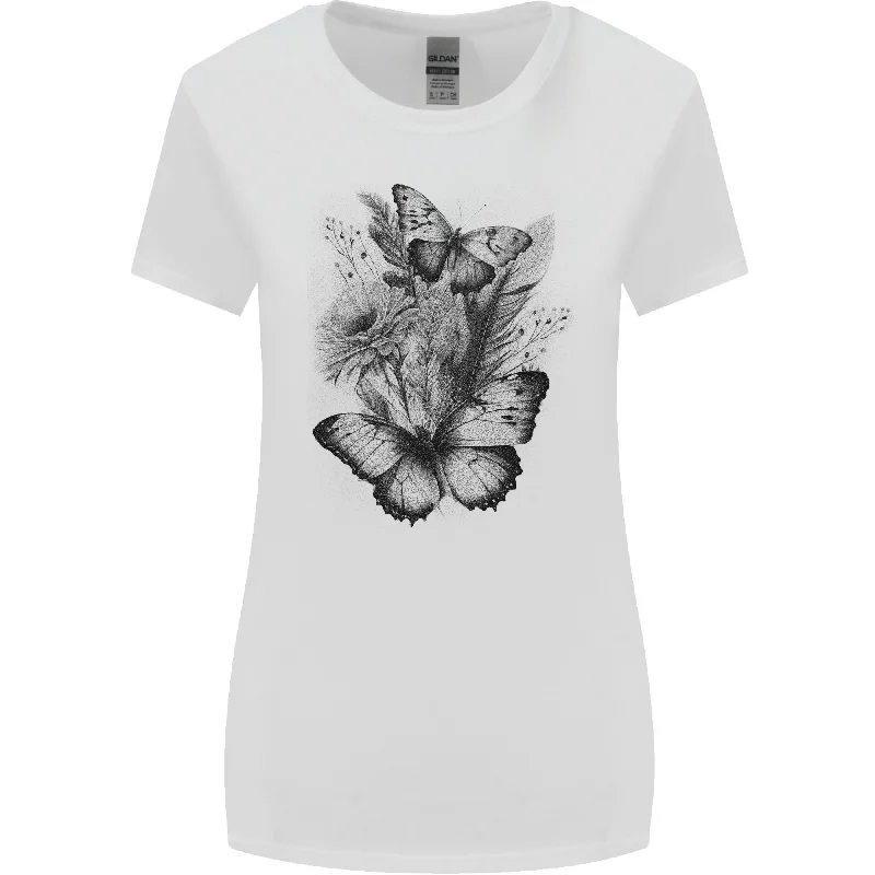 Butterflies & Flowers in the Wild Nature Womens Wider Cut T-Shirt Polka Dot Checkered Tartan Butterflies & Flowers in the Wild Nature Womens Wider Cut T-Shirt Polka Dot Checkered Tartan