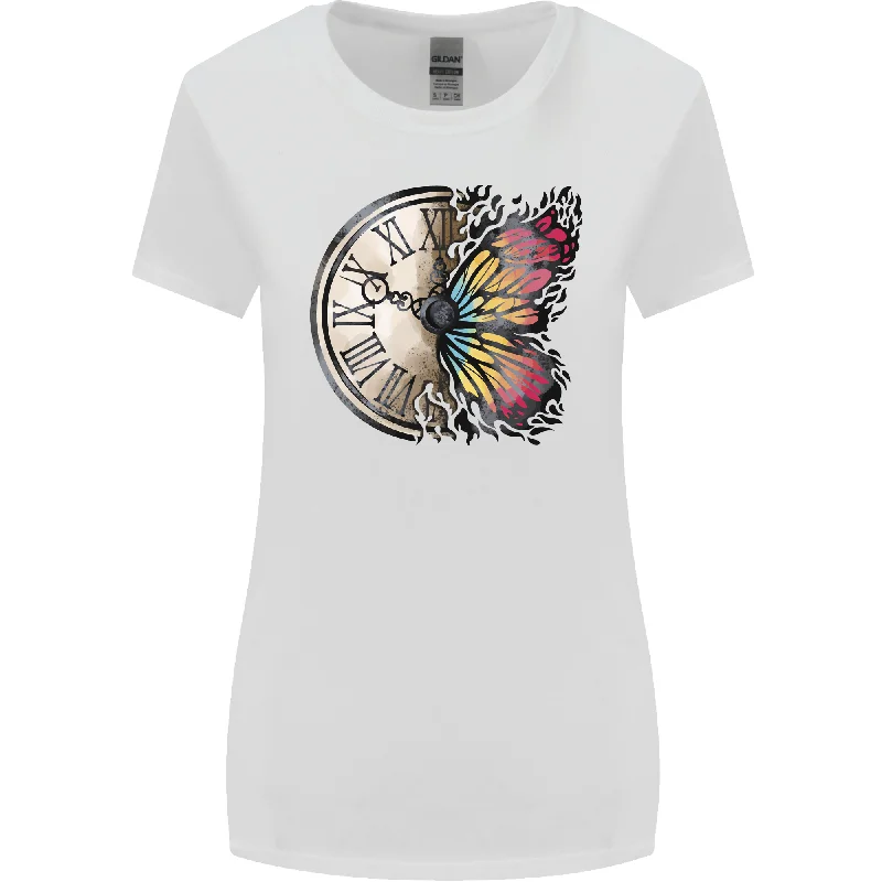 Butterfly Clock Womens Wider Cut T-Shirt Layered Multi-layer Single Layer