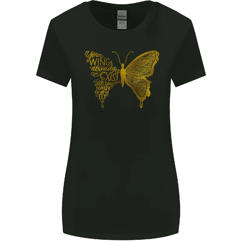 Butterfly Inspirational Quote Rhopalocera Womens Wider Cut T-Shirt Cotton Fabric Linen Fabric Terry Fabric Butterfly Inspirational Quote Rhopalocera Womens Wider Cut T-Shirt Cotton Fabric Linen Fabric Terry Fabric