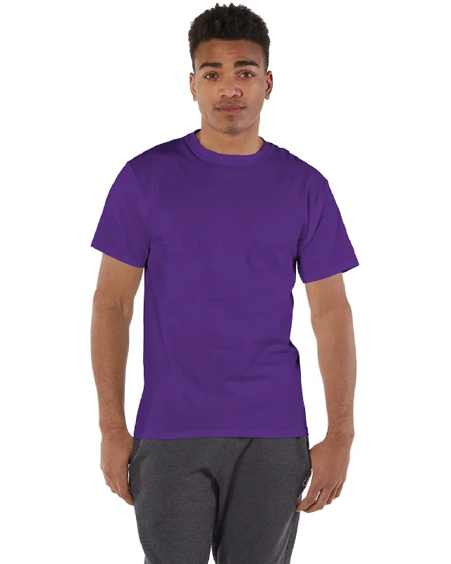 Champion Cotton T-Shirt | Purple Print Jacquard Patchwork