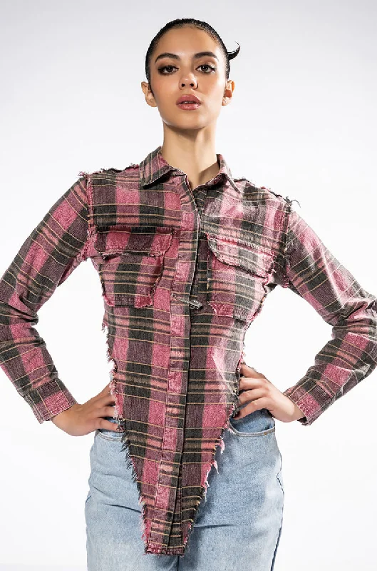 COOL AGAIN FLANNEL BLOUSE Ruffled Neck Blouse