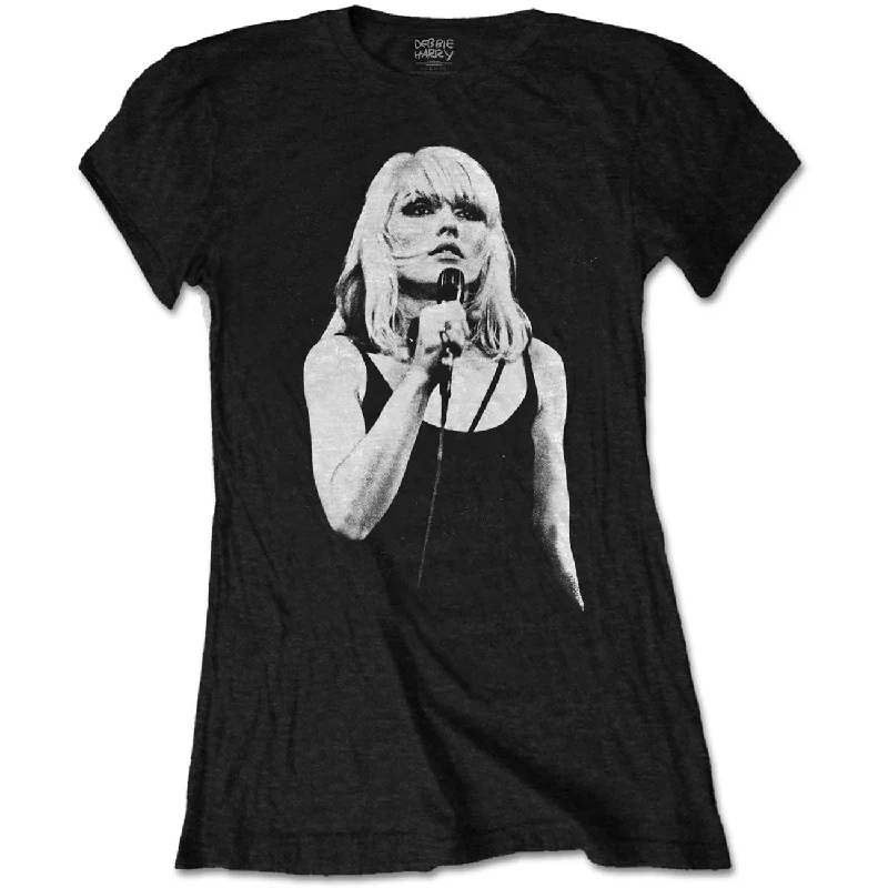 Debbie Harry Ladies T-Shirt: Open Mic. Notch Collar Peter Pan Collar Cowl Neck
