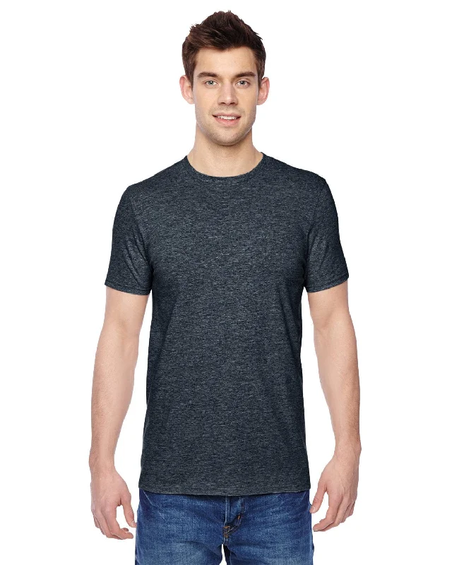 Fruit of the Loom 100% Sofspun Cotton T-Shirt | Heather Black Solid Print Embellished Fruit of the Loom 100% Sofspun Cotton T-Shirt | Heather Black Solid Print Embellished