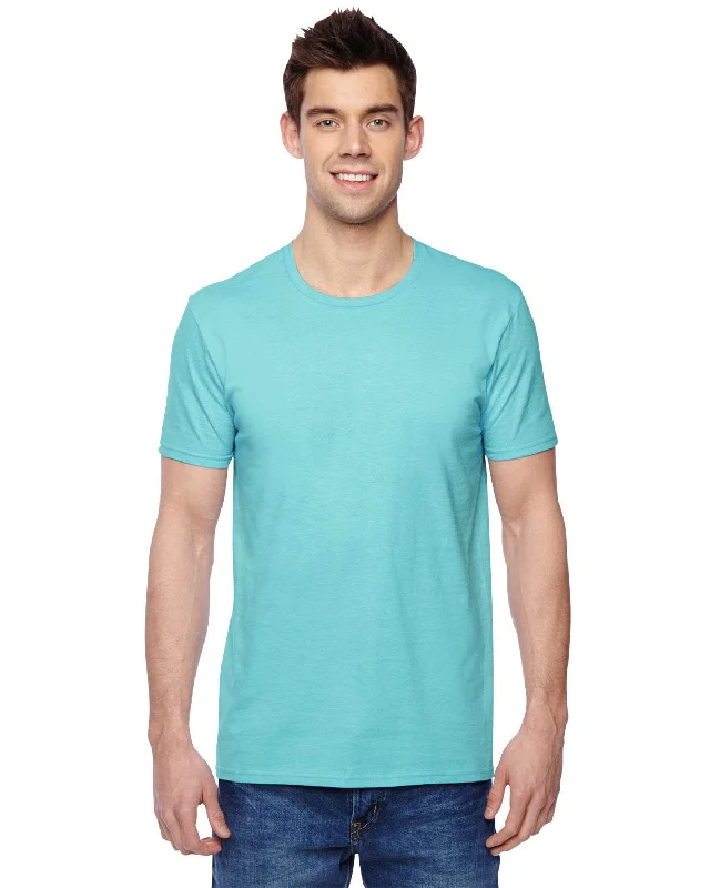 Fruit of the Loom 100% Sofspun Cotton T-Shirt | Scuba Blue Hooded Caped Shawl Collar Fruit of the Loom 100% Sofspun Cotton T-Shirt | Scuba Blue Hooded Caped Shawl Collar