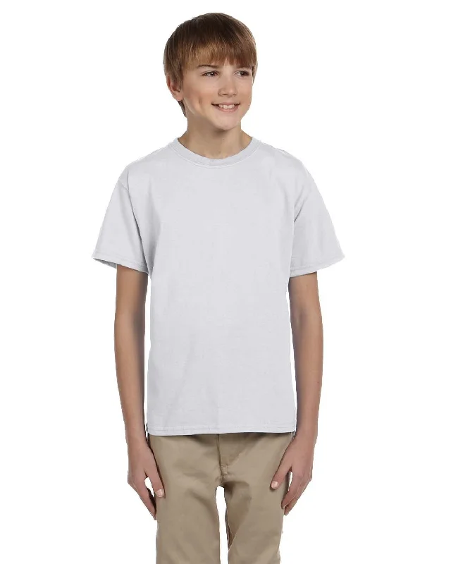 Fruit of the Loom Youth T-Shirt | Ash Notch Collar Peter Pan Collar Cowl Neck