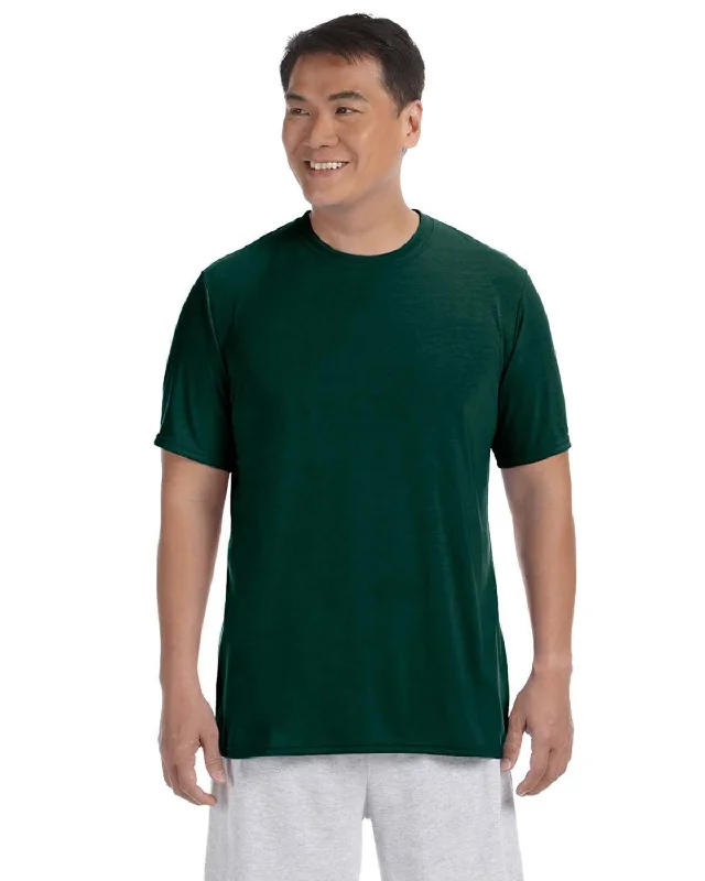 Gildan 4.5 oz. Performance T-Shirt | Forest Green Ribbed T-Shirt High Neck Heavyweight Gildan 4.5 oz. Performance T-Shirt | Forest Green Ribbed T-Shirt High Neck Heavyweight