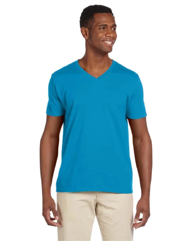 Gildan SoftStyle V-Neck T-Shirt | Sapphire Collared Crew Neck Turtle Neck