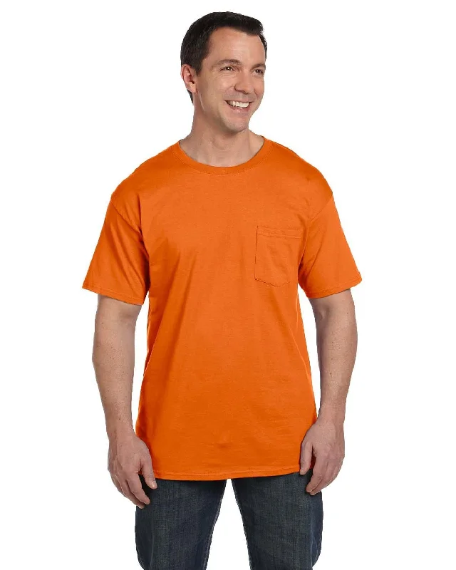 Hanes Beefy-T Pocket T-Shirt | Orange Chenille Fabric Brocade Fabric Lace Fabric