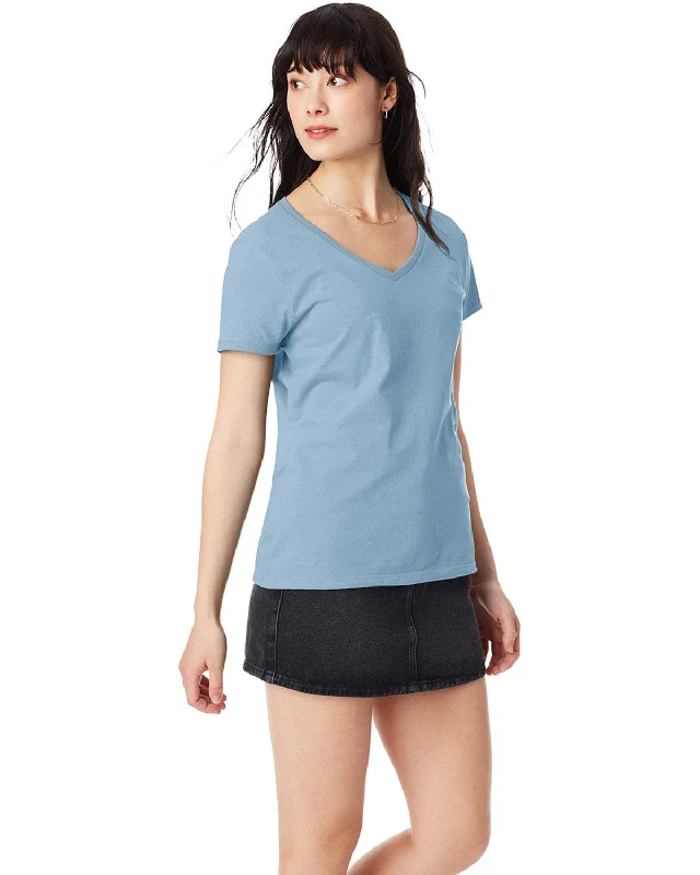 Hanes Ladies Ringspun Cotton Nano V-Neck T-Shirt | Light Blue Knit Fabric Woven Fabric Fleece Fabric Hanes Ladies Ringspun Cotton Nano V-Neck T-Shirt | Light Blue Knit Fabric Woven Fabric Fleece Fabric