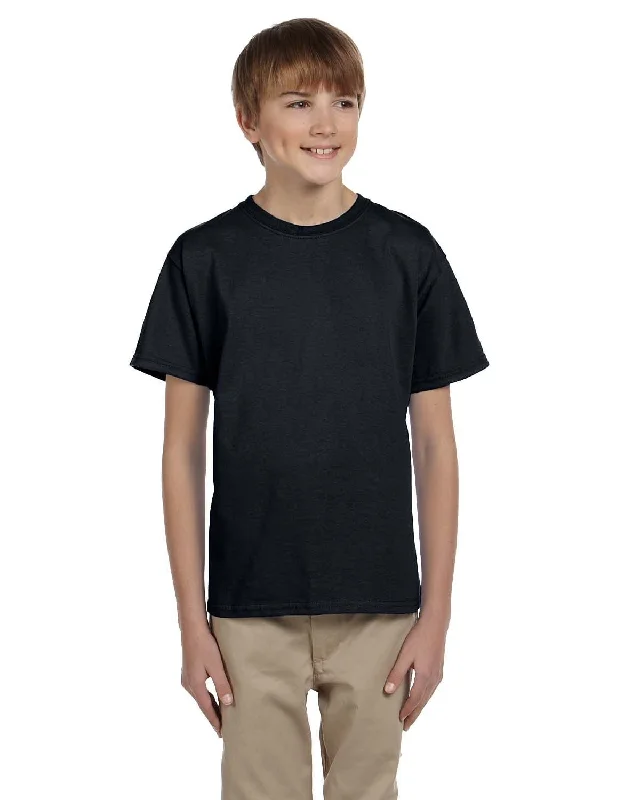 Hanes Youth Heavyweight 50/50 T-Shirts | Black Mesh Blend Leather Blend Suede Blend