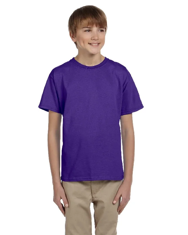 Hanes Youth Heavyweight 50/50 T-Shirts | Purple Casual Formal Business