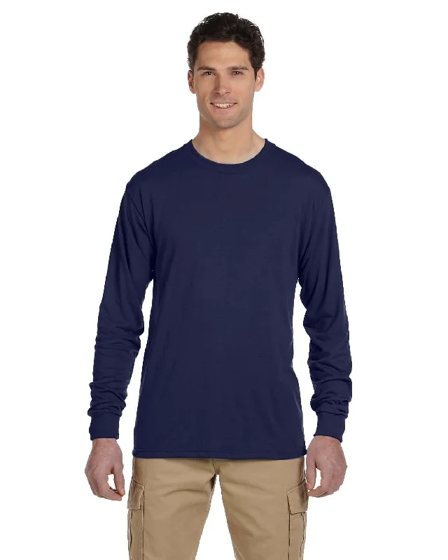Jerzees 100% Polyester Long Sleeve T-Shirt | J Navy Welt Pockets Slit Pockets Flap Pockets Jerzees 100% Polyester Long Sleeve T-Shirt | J Navy Welt Pockets Slit Pockets Flap Pockets