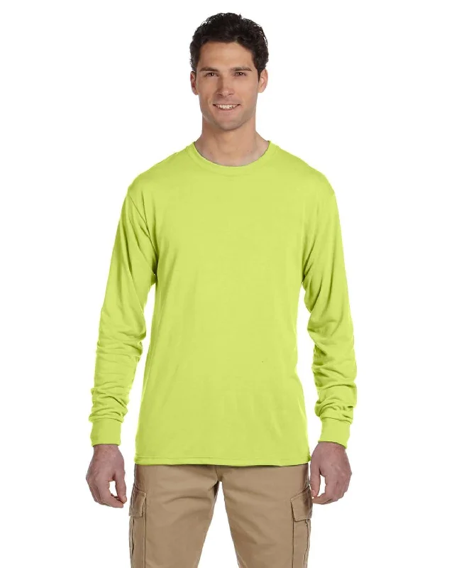 Jerzees 100% Polyester Long Sleeve T-Shirt | Safety Green Solid Color Striped Floral Jerzees 100% Polyester Long Sleeve T-Shirt | Safety Green Solid Color Striped Floral