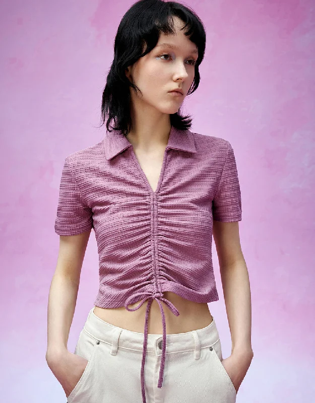 Lace Up Front V-Neck Skinny T-Shirt Thin T-Shirt Open Front Quick Dry