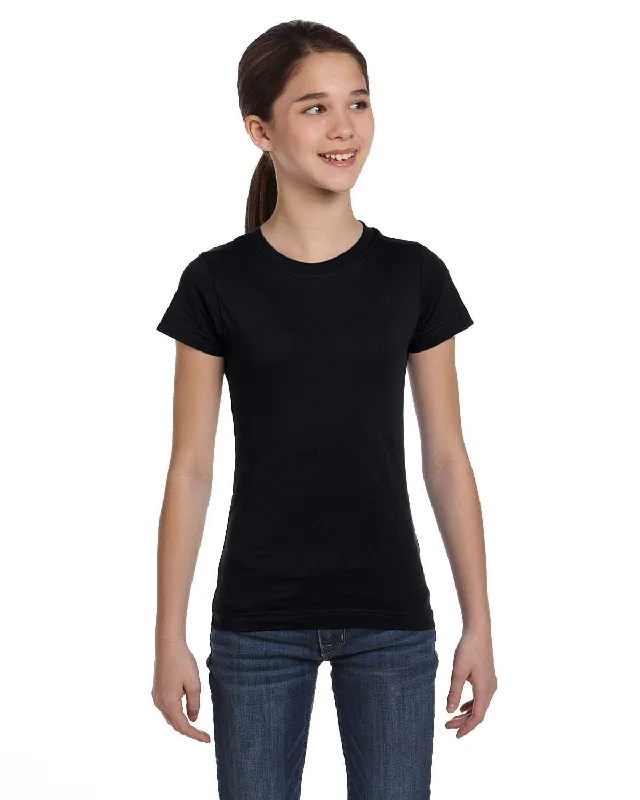 LAT Girls Fine Jersey T-Shirt | Black Zippered Front Buttoned Front Snap Front