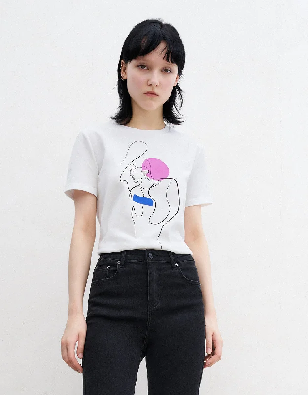 Linear Grphic Printed Crew Neck T-Shirt Nylon Fabric Polyester Fabric Spandex Fabric Linear Grphic Printed Crew Neck T-Shirt Nylon Fabric Polyester Fabric Spandex Fabric