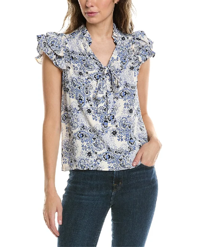 Nanette Nanette Lepore Tie Neck Blouse Feminine Ruffle Blouse