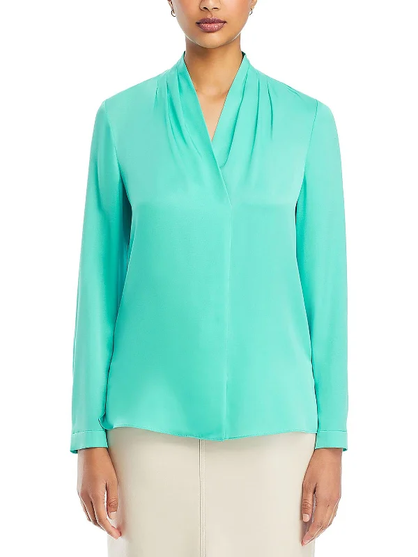 Nellie Womens Silk Surplice Blouse Soft Modal Blouse