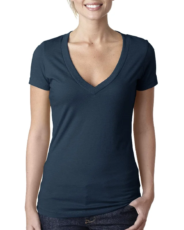 Next Level Ladies CVC Deep V-Neck Tee | Midnight Navy Welt Pockets Slit Pockets Flap Pockets Next Level Ladies CVC Deep V-Neck Tee | Midnight Navy Welt Pockets Slit Pockets Flap Pockets