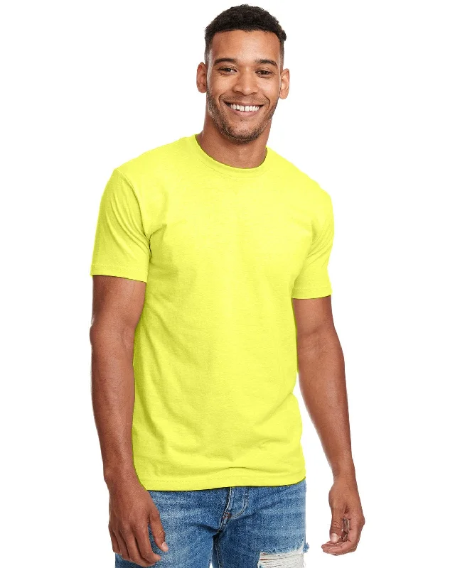 Next Level Mens CVC Crewneck Tee | Neon Yellow Plaid T-Shirt Polka Dot Checkered