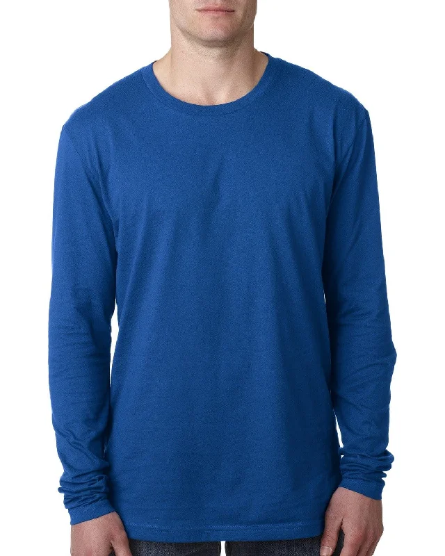 Next Level Mens Premium Long Sleeve Tee | Royal Machine Wash Dry Clean Hand Wash