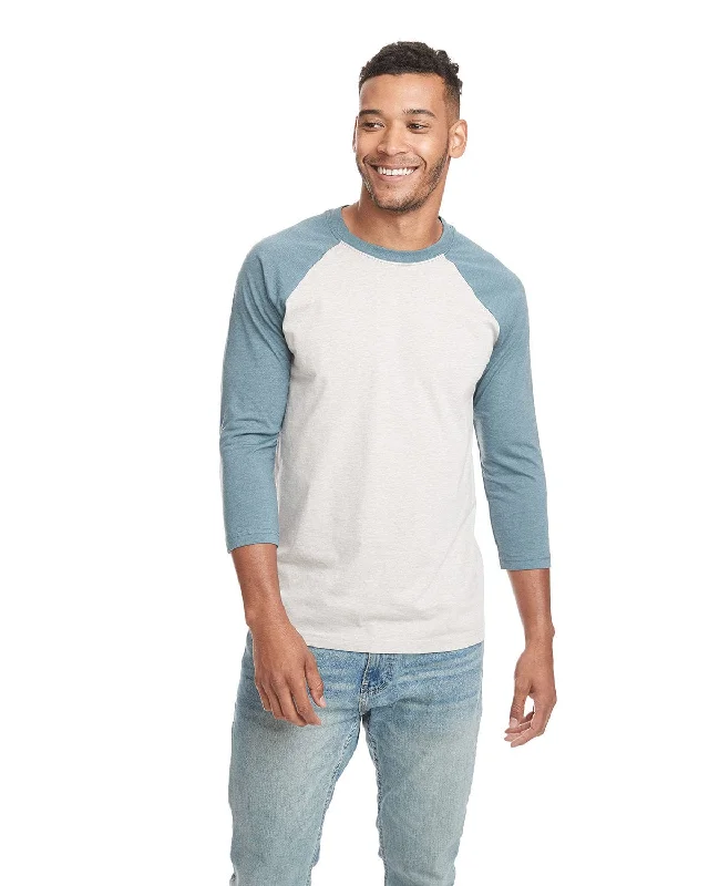 Next Level Unisex CVC 3/4 Sleeve Raglan Baseball T-Shirt | Indigo/ Silk Chenille Blend Fleece Blend Nylon Blend Next Level Unisex CVC 3/4 Sleeve Raglan Baseball T-Shirt | Indigo/ Silk Chenille Blend Fleece Blend Nylon Blend